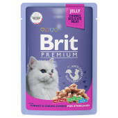 Купить онлайн Brit Premium Jelly Кусочки с индейкой и сыром в желе для стерилизованных кошек 85 гр в Зубастик-ДВ (интернет-магазин зоотоваров) с доставкой по Хабаровску и по всей России.