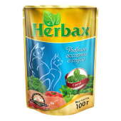 Купить онлайн HERBAX Рыбное ассорти в соусе с мятой для кошек - 100гр в Зубастик-ДВ (интернет-магазин зоотоваров) с доставкой по Хабаровску и по всей России.