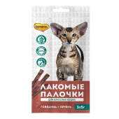 Купить онлайн Мнямс лакомые палочки 13,5 см для кошек с говядиной и печенью 3х5 г в Зубастик-ДВ (интернет-магазин зоотоваров) с доставкой по Хабаровску и по всей России.