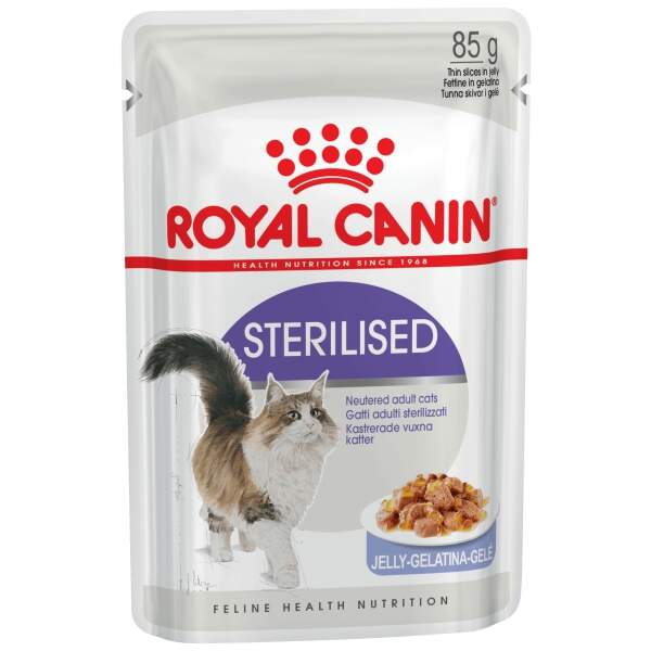 Заказать онлайн  ROYAL CANIN STERILISED – Роял Канин для взрослых кастрированных котов и стерилизованных кошек в желе - 85гр в интернет-магазине зоотоваров Зубастик-ДВ в Хабаровске и по всей России.