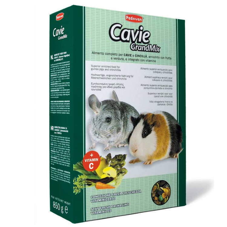 Заказать онлайн PADOVAN CAVIE GrandMix - Падован полнорационный корм для морских свинок и шиншилл - 850гр в интернет-магазине зоотоваров Зубастик-ДВ в Хабаровске и по всей России.