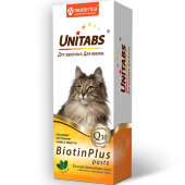 Купить онлайн Unitabs BiotinPlus с Q10 Витаминная паста с биотином и таурином для кошек 120 мл в Зубастик-ДВ (интернет-магазин зоотоваров) с доставкой по Хабаровску и по всей России.