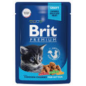 Купить онлайн Brit Premium Кусочки с цыпленком в соусе для котят 85 гр в Зубастик-ДВ (интернет-магазин зоотоваров) с доставкой по Хабаровску и по всей России.