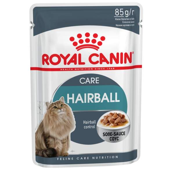ROYAL CANIN HAIRBALL CARE – Роял Канин для взрослых кошек для вывода шерсти  из желудка в соусе - 85гр купить недорого в интернет зоомагазине Зубастик-ДВ