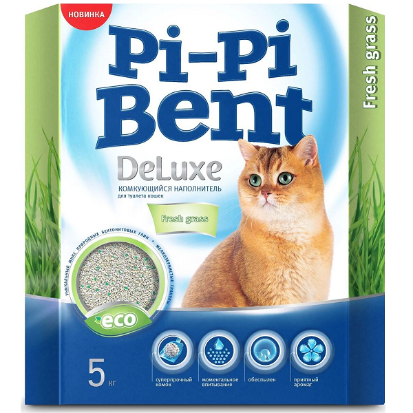 Заказать онлайн Pi-Pi Bent DeLuxe Наполнитель Комкующийся аромат травы для кошек 5 кг. в интернет-магазине зоотоваров Зубастик-ДВ в Хабаровске и по всей России.