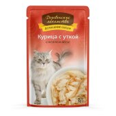 Купить онлайн Домашние обеды паучи для кошек Курица с уткой в желе - 70 гр в Зубастик-ДВ (интернет-магазин зоотоваров) с доставкой по Хабаровску и по всей России.