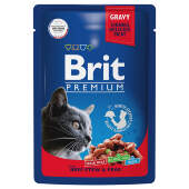 Купить онлайн Brit Premium Gravy Кусочки с говядиной и горошком в соусе для кошек 85 гр в Зубастик-ДВ (интернет-магазин зоотоваров) с доставкой по Хабаровску и по всей России.