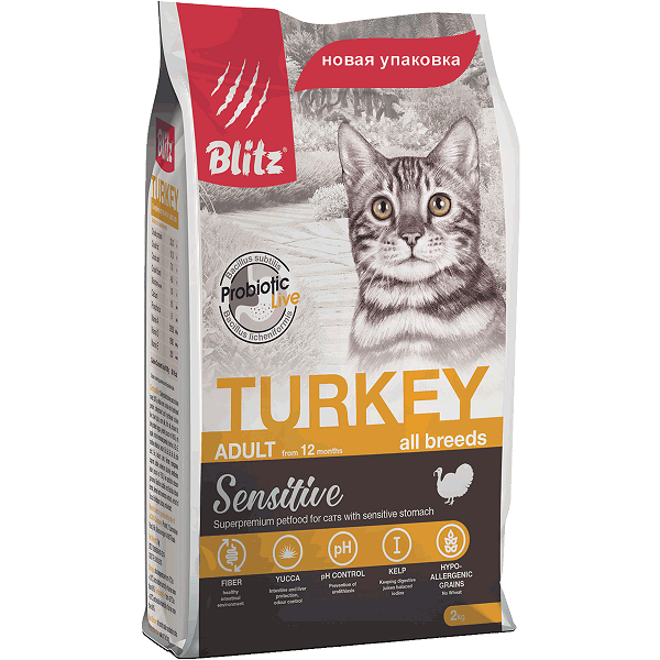 Заказать онлайн BLITZ ADULT CAT TURKEY – Блитц для взрослых кошек Индейка в интернет-магазине зоотоваров Зубастик-ДВ в Хабаровске и по всей России.