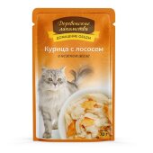 Купить онлайн Домашние обеды паучи для кошек Курица с лососем в желе - 70 гр в Зубастик-ДВ (интернет-магазин зоотоваров) с доставкой по Хабаровску и по всей России.