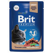 Купить онлайн Brit Premium Gravy Кусочки с куриной печенью в соусе для стерилизованных кошек 85 гр в Зубастик-ДВ (интернет-магазин зоотоваров) с доставкой по Хабаровску и по всей России.