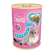 Купить онлайн DARSI Кусочки в соусе с лососем для кошек - 415гр в Зубастик-ДВ (интернет-магазин зоотоваров) с доставкой по Хабаровску и по всей России.