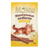 Купить онлайн MOLINA - Жевательные колбаски с Курицей для кошек 4шт. в Зубастик-ДВ (интернет-магазин зоотоваров) с доставкой по Хабаровску и по всей России.