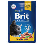 Купить онлайн Brit Premium Gravy Кусочки с лососем и форелью в соусе для стерилизованных кошек 85 гр в Зубастик-ДВ (интернет-магазин зоотоваров) с доставкой по Хабаровску и по всей России.