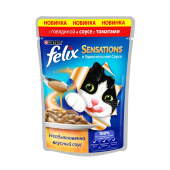 Купить онлайн FELIX SENSATIONS — Феликс Сенсейшнс для взрослых кошек Говядина в соусе с томатами в Зубастик-ДВ (интернет-магазин зоотоваров) с доставкой по Хабаровску и по всей России.