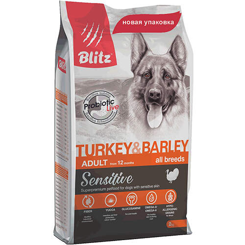 Заказать онлайн BLITZ ADULT ALL BREEDS TURKEY & BARLEY – Блитц для взрослых собак всех пород Индейка с ячменем в интернет-магазине зоотоваров Зубастик-ДВ в Хабаровске и по всей России.