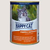 Купить онлайн HAPPY CAT — Хэппи кэт для взрослых кошек кусочки в соусе Индейка и цыпленок - 400 гр в Зубастик-ДВ (интернет-магазин зоотоваров) с доставкой по Хабаровску и по всей России.