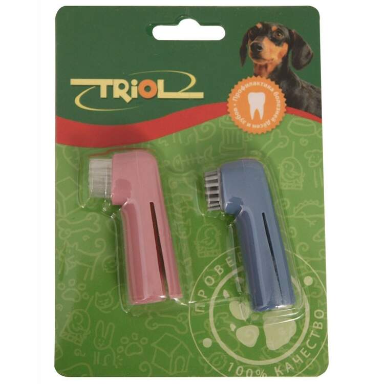 Заказать онлайн TRIOL - Триол Зубная щетка для собак напальчник 2шт в интернет-магазине зоотоваров Зубастик-ДВ в Хабаровске и по всей России.