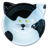 Купить онлайн Миска Mr.Kranch керамическая для кошек Мордочка кошки 120 мл черно-белая в Зубастик-ДВ (интернет-магазин зоотоваров) с доставкой по Хабаровску и по всей России.