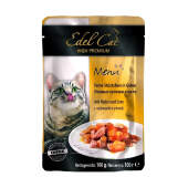 Купить онлайн EDEL CAT – Эдель Кэт для взрослых кошек нежные кусочки в желе Курица и утка в Зубастик-ДВ (интернет-магазин зоотоваров) с доставкой по Хабаровску и по всей России.