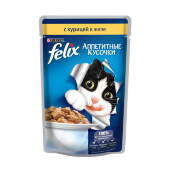 Купить онлайн FELIX — Феликс для взрослых кошек аппетитные кусочки в желе Курица в Зубастик-ДВ (интернет-магазин зоотоваров) с доставкой по Хабаровску и по всей России.