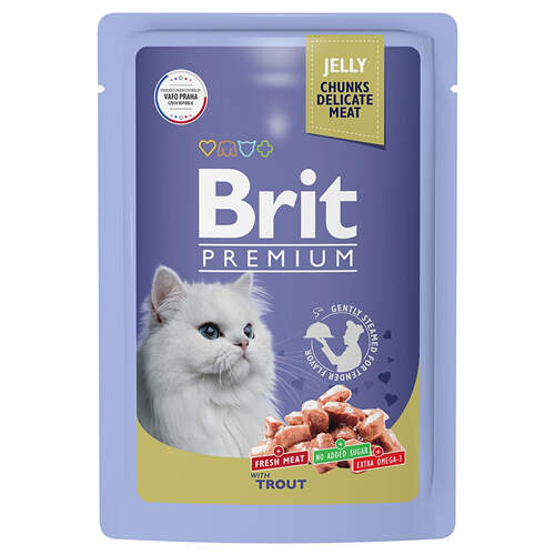 Заказать онлайн Brit Premium Jelly Кусочки с форелью в желе для кошек 85 гр в интернет-магазине зоотоваров Зубастик-ДВ в Хабаровске и по всей России.