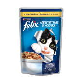 Купить онлайн FELIX — Феликс для взрослых кошек аппетитные кусочки в желе Курица с томатами в Зубастик-ДВ (интернет-магазин зоотоваров) с доставкой по Хабаровску и по всей России.