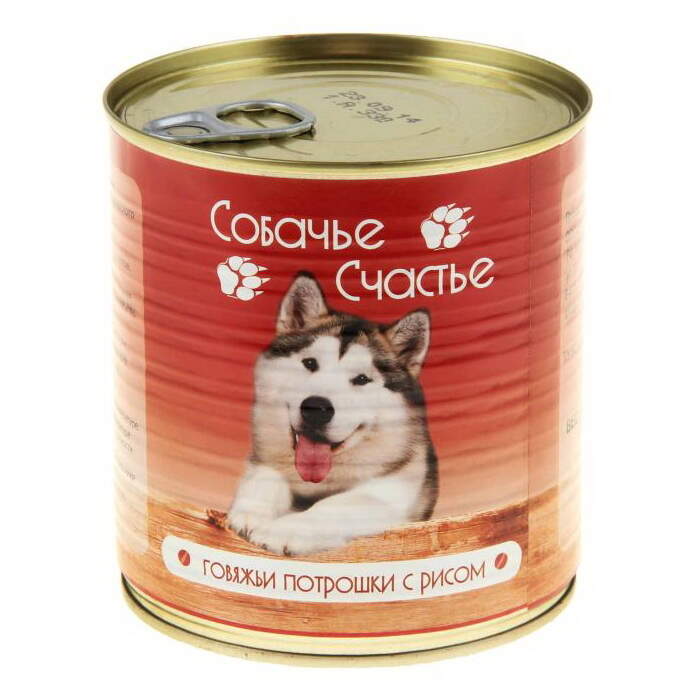 Заказать онлайн СОБАЧЬЕ СЧАСТЬЕ влажный корм Говяжьи потрошки с рисом в желе для собак в интернет-магазине зоотоваров Зубастик-ДВ в Хабаровске и по всей России.