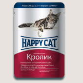 Купить онлайн HAPPY CAT — Хэппи кэт для взрослых кошек нежные кусочки в соусе Кролик - 100 гр в Зубастик-ДВ (интернет-магазин зоотоваров) с доставкой по Хабаровску и по всей России.