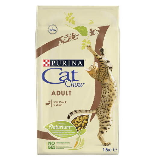 Заказать онлайн CAT CHOW ADULT DUCK — Кэт Чау для взрослых кошек с Уткой в интернет-магазине зоотоваров Зубастик-ДВ в Хабаровске и по всей России.