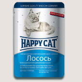 Купить онлайн HAPPY CAT — Хэппи кэт для взрослых кошек нежные ломтики в соусе Лосось - 100 гр в Зубастик-ДВ (интернет-магазин зоотоваров) с доставкой по Хабаровску и по всей России.