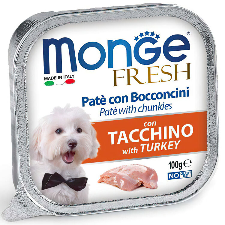 Заказать онлайн Monge Dog Fresh консервы для собак индейка 100г в интернет-магазине зоотоваров Зубастик-ДВ в Хабаровске и по всей России.