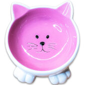 Купить онлайн Миска Mr.Kranch керамическая для кошек Мордочка кошки на ножках 100 мл розовая в Зубастик-ДВ (интернет-магазин зоотоваров) с доставкой по Хабаровску и по всей России.