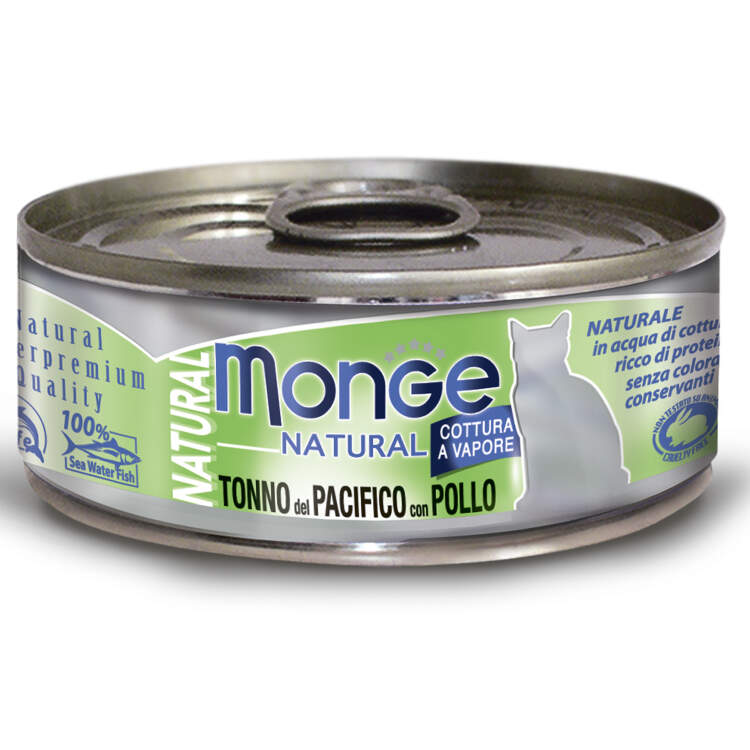 Заказать онлайн Monge Cat Natural консервы для кошек тихоокеанский тунец с курицей 80г в интернет-магазине зоотоваров Зубастик-ДВ в Хабаровске и по всей России.