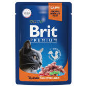 Купить онлайн Brit Premium Кусочки из филе лосося в соусе для стерилизованных кошек 85 гр  в Зубастик-ДВ (интернет-магазин зоотоваров) с доставкой по Хабаровску и по всей России.