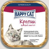Купить онлайн HAPPY CAT — Хэппи кэт для взрослых кошек нежный паштет Кролик - 100 гр в Зубастик-ДВ (интернет-магазин зоотоваров) с доставкой по Хабаровску и по всей России.