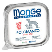 Купить онлайн Monge Dog Monoprotein Solo консервы для собак паштет из говядины 150г в Зубастик-ДВ (интернет-магазин зоотоваров) с доставкой по Хабаровску и по всей России.