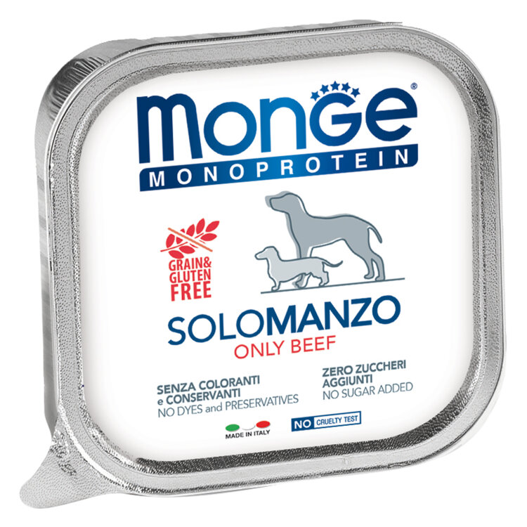 Заказать онлайн Monge Dog Monoprotein Solo консервы для собак паштет из говядины 150г в интернет-магазине зоотоваров Зубастик-ДВ в Хабаровске и по всей России.