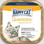 Купить онлайн HAPPY CAT — Хэппи кэт для взрослых кошек нежный паштет Цыпленок в Зубастик-ДВ (интернет-магазин зоотоваров) с доставкой по Хабаровску и по всей России.