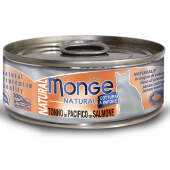Купить онлайн Monge Cat Natural консервы для кошек тихоокеанский тунец с лососем 80г в Зубастик-ДВ (интернет-магазин зоотоваров) с доставкой по Хабаровску и по всей России.