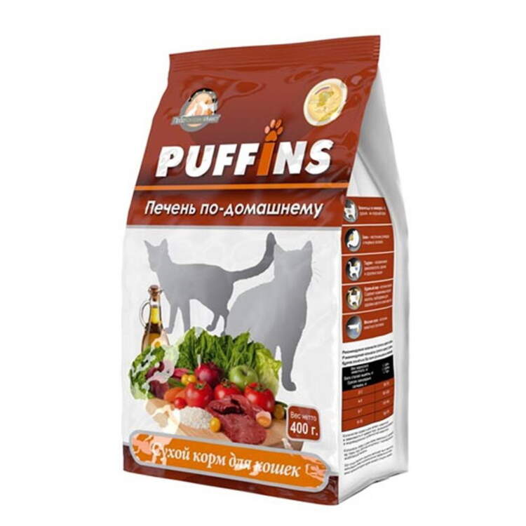 Заказать онлайн PUFFINS сухой корм Печень по-домашнему для взрослых кошек в интернет-магазине зоотоваров Зубастик-ДВ в Хабаровске и по всей России.