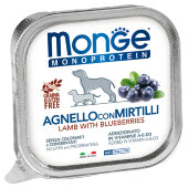Купить онлайн Monge Dog Monoprotein Fruits консервы для собак паштет из ягненка с черникой 150г в Зубастик-ДВ (интернет-магазин зоотоваров) с доставкой по Хабаровску и по всей России.