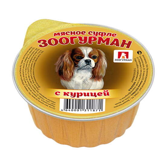 Заказать онлайн ЗООГУРМАН МЯСНОЕ СУФЛЕ влажный корм с Курицей для собак - 100гр в интернет-магазине зоотоваров Зубастик-ДВ в Хабаровске и по всей России.