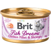 Купить онлайн Brit Fish Dreams Куриное филе с креветками для кошек 80 гр. в Зубастик-ДВ (интернет-магазин зоотоваров) с доставкой по Хабаровску и по всей России.