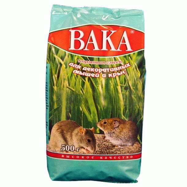 Заказать онлайн ВАКА Кормовая смесь для декоративных мышей и крыс - 500гр в интернет-магазине зоотоваров Зубастик-ДВ в Хабаровске и по всей России.