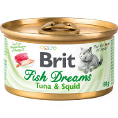 Купить онлайн Brit Fish Dreams Тунец с кальмаром для кошек 80 гр. в Зубастик-ДВ (интернет-магазин зоотоваров) с доставкой по Хабаровску и по всей России.