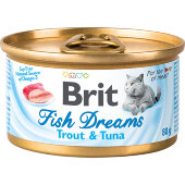Купить онлайн Brit Fish Dreams Форель с тунцом для кошек 80 гр. в Зубастик-ДВ (интернет-магазин зоотоваров) с доставкой по Хабаровску и по всей России.