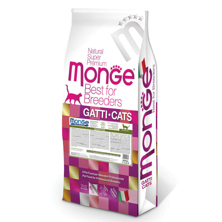 Заказать онлайн Monge Cat Sensitive корм для кошек с чувствительным пищеварением 10 кг в интернет-магазине зоотоваров Зубастик-ДВ в Хабаровске и по всей России.