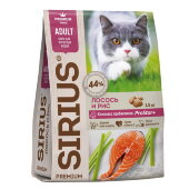 Купить онлайн Sirius корм для кошек Лосось с рисом в Зубастик-ДВ (интернет-магазин зоотоваров) с доставкой по Хабаровску и по всей России.