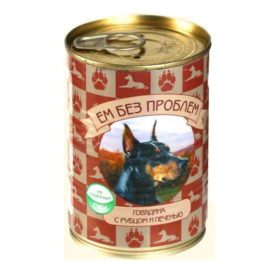 Заказать онлайн ЕМ БЕЗ ПРОБЛЕМ влажный корм для собак Говядина с рубцом и печенью - 410гр в интернет-магазине зоотоваров Зубастик-ДВ в Хабаровске и по всей России.