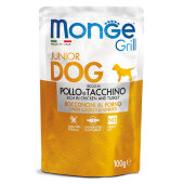 Купить онлайн Monge Dog Grill PUPPY&JUNIOR Pouch паучи для щенков курица и индейка 100г в Зубастик-ДВ (интернет-магазин зоотоваров) с доставкой по Хабаровску и по всей России.